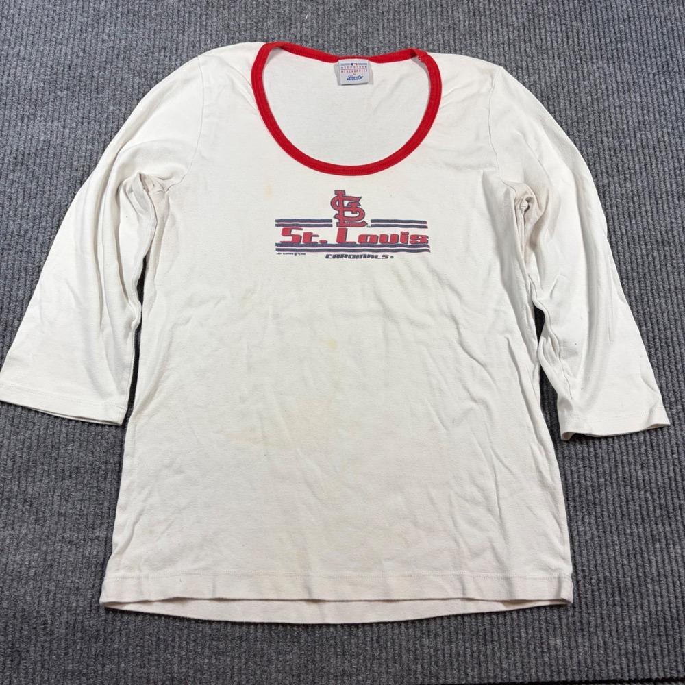 Vintage MLB Shirt Women's XL St Louis Cardinals‎ Lady Slugger 3/4 Sleeve White